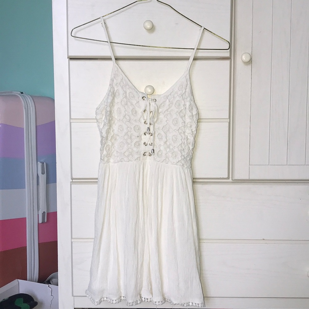 Forever 21 White Lace Up Dress